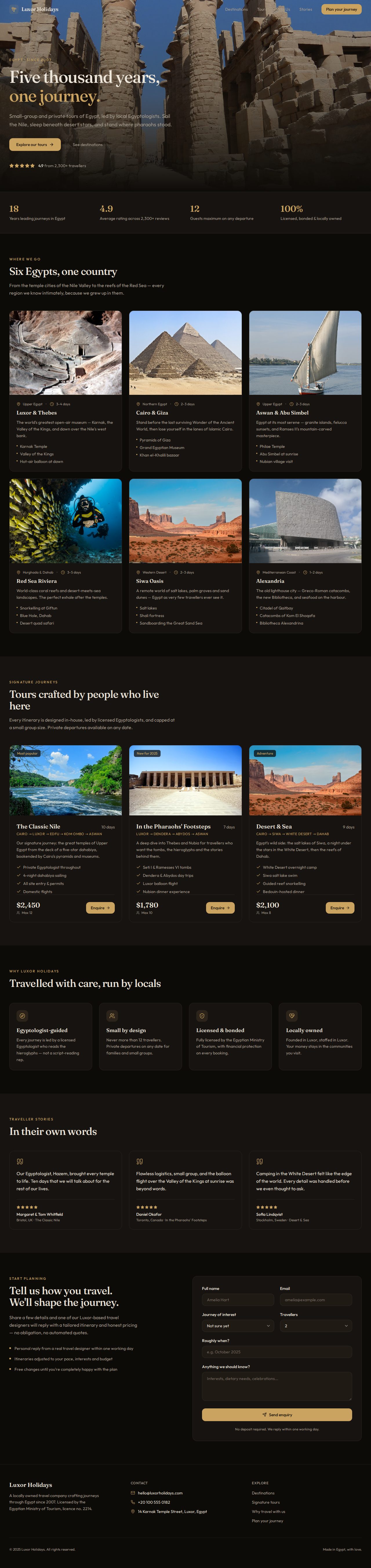 Luxor Holidays — Travel app built with Multos AI