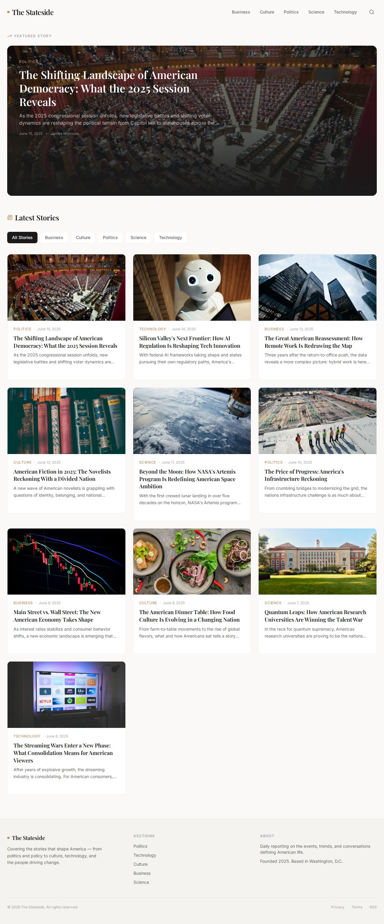 The Stateside — Editorial / News app built with Multos AI